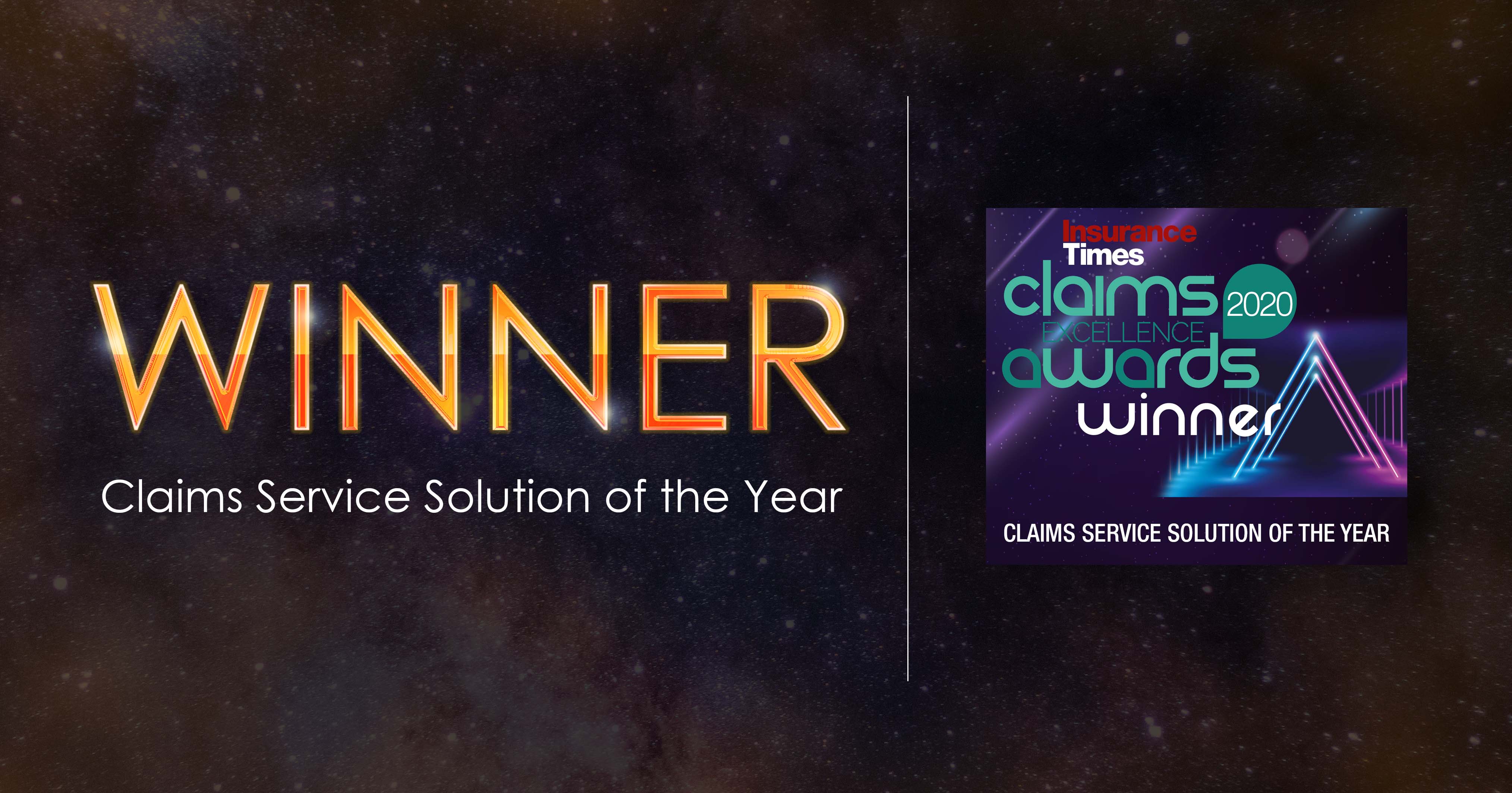 Image depicting the word 'winners' next to the Insurance Times Claims Excellence Awards Winners badge